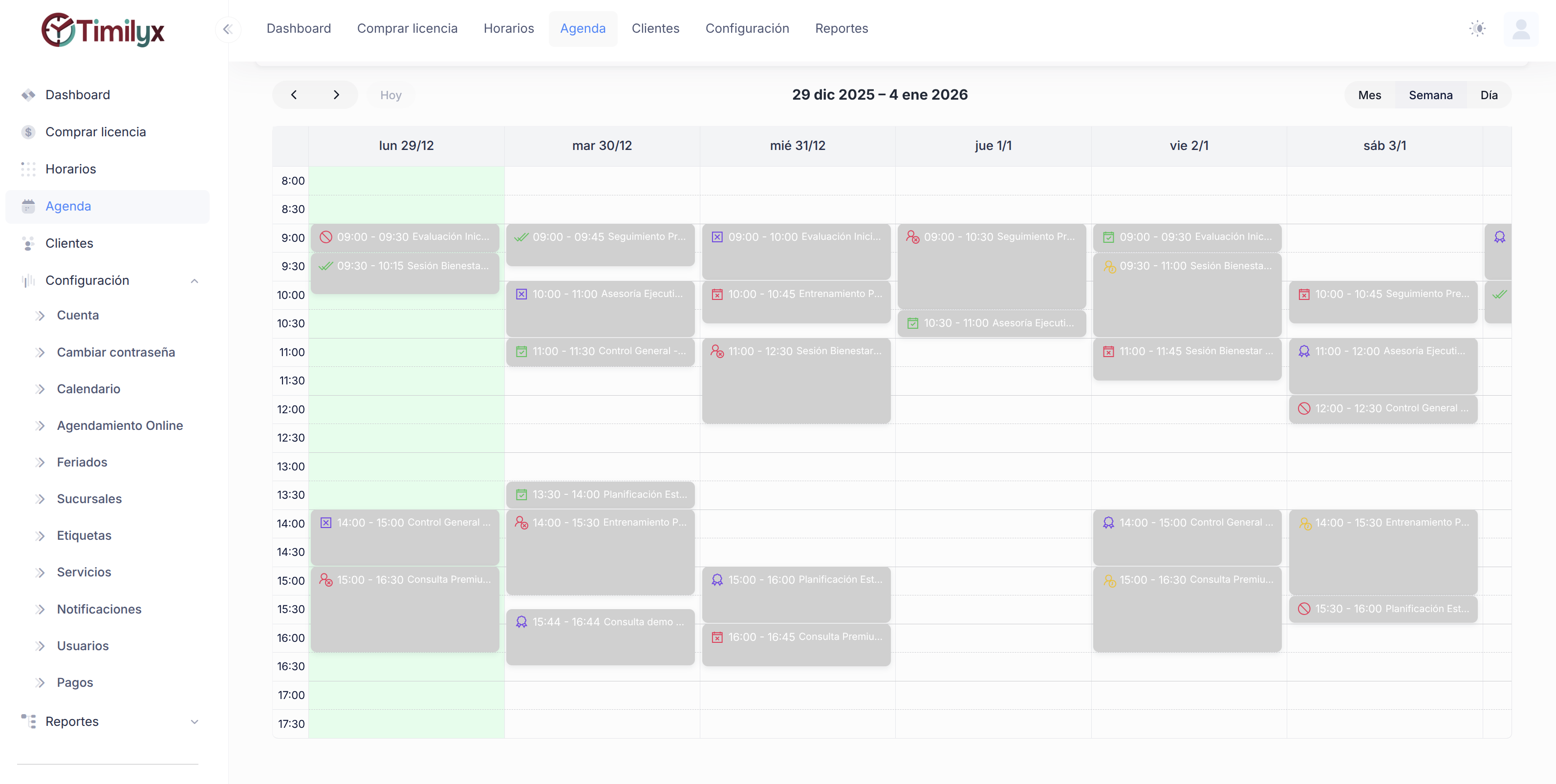 Panel de Timilyx con recordatorios adaptativos y alertas